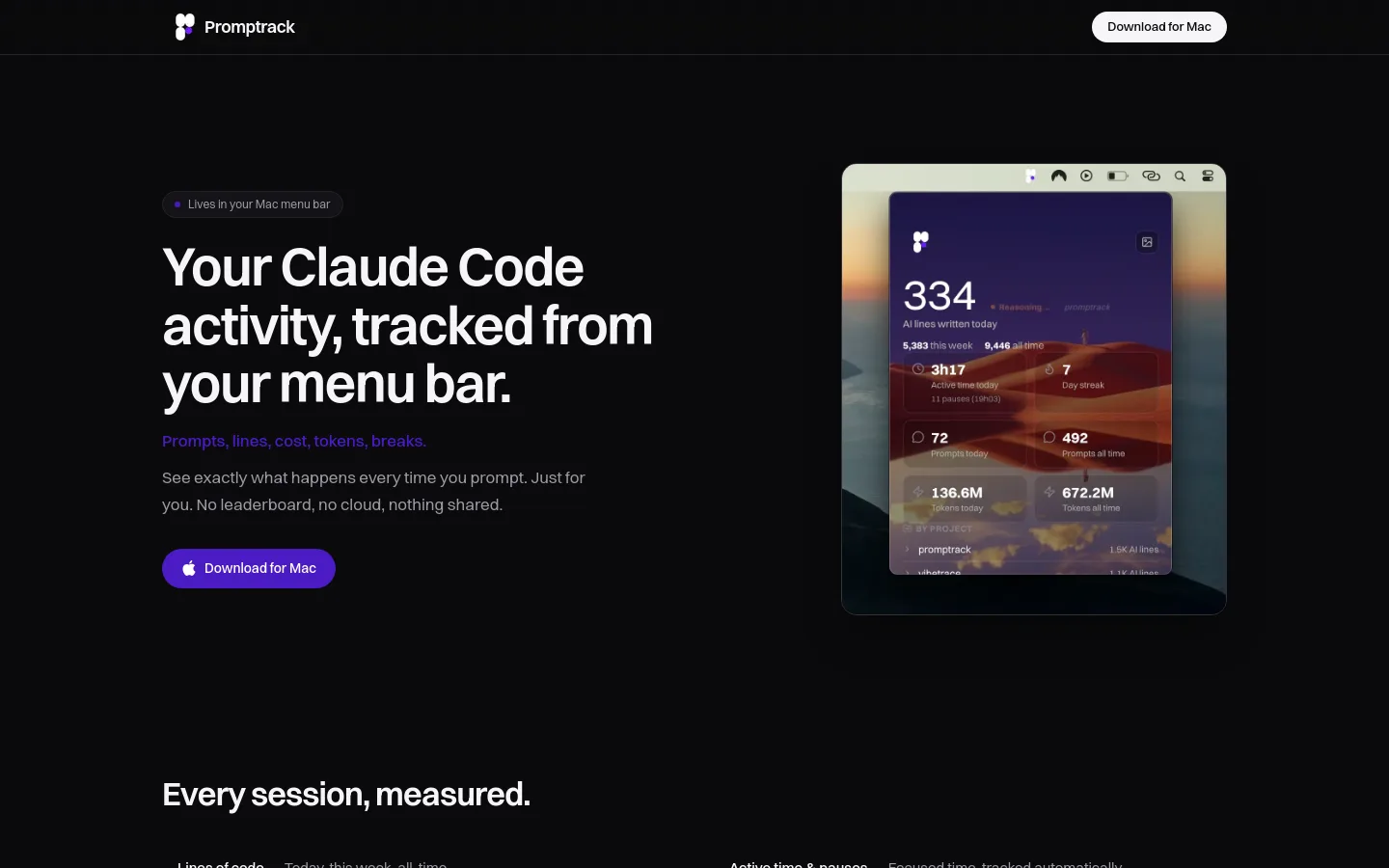 Promptrack screenshot