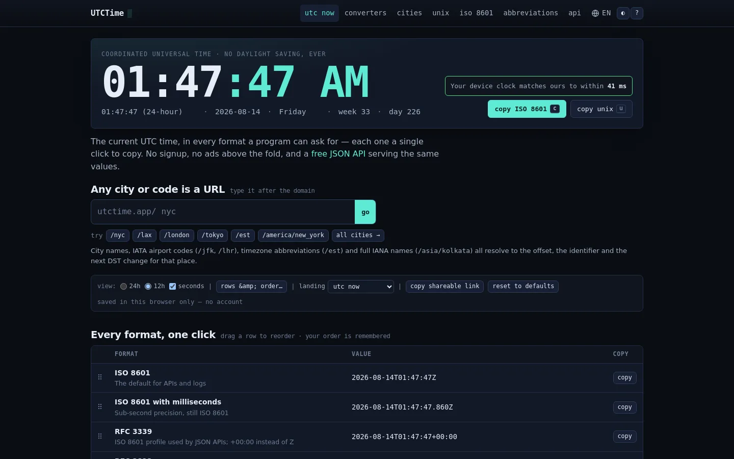 UTCTime screenshot